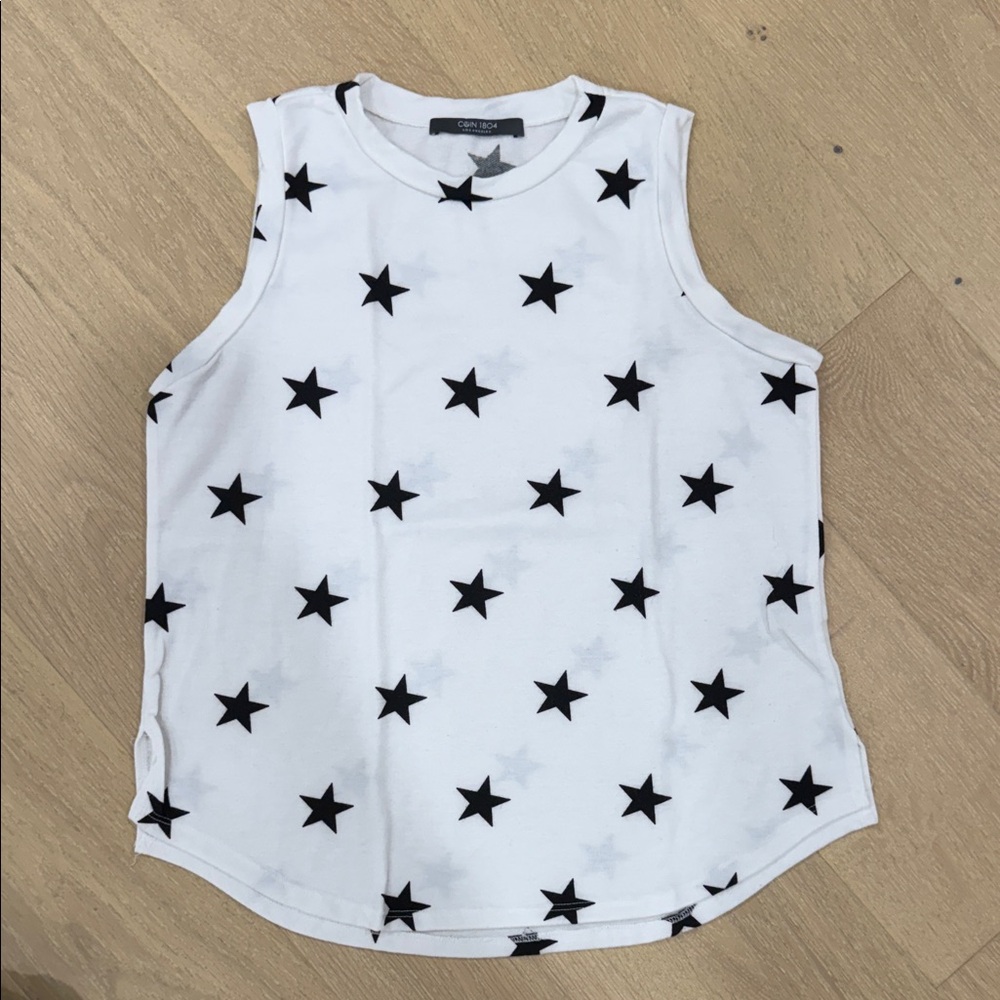 White Star-Patterned Tank Top